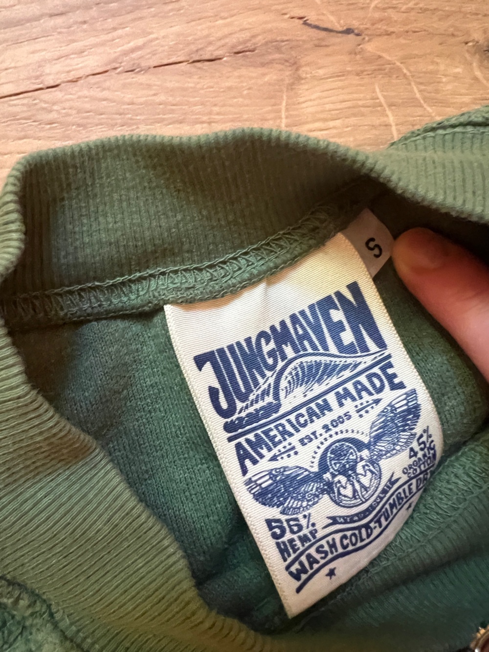 Jungmaven Short Sleeve Sherpa Raglan Fleece Sweatshirt - Green - Picture 4 of 4